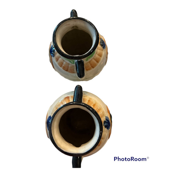 Vintage Japan Kyoto Majolica Vases 4 3/4" High x 2 1/4" Base Radius 10 3/4" Mid - Picture 5 of 6